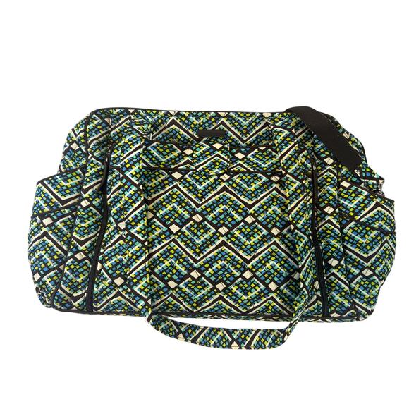 Vera Bradley Blue Green Rain Forest Geometric Large Stroll Around Baby Bag - Picture 1 of 6